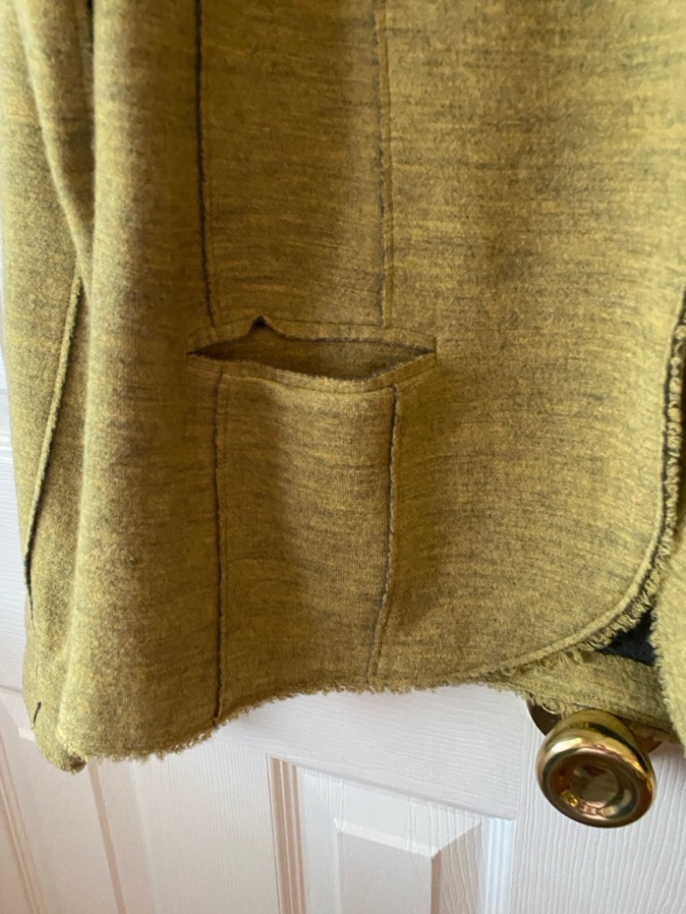 EILEEN FISHER Moss Green Heather Merino Wool Tailored Knit Sweater Blazer M - Picture 6 of 9